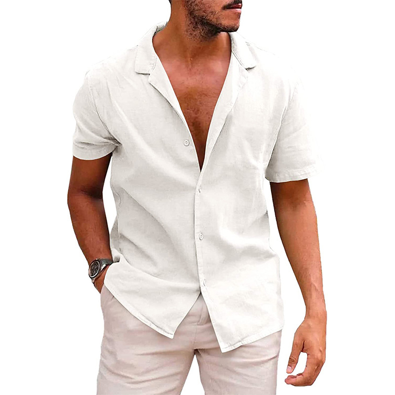 Relaxed Fit Mens Short Sleeve Dress Shirt