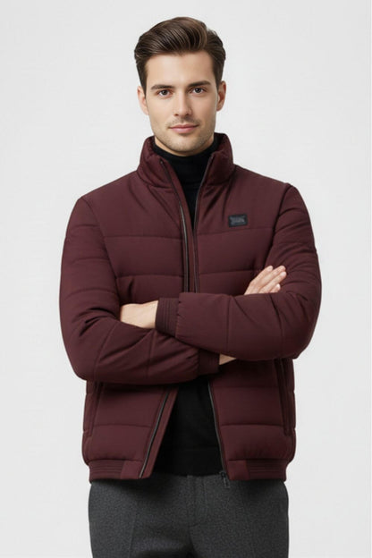 Warm Men's Puffer Jacket with Fleece Inside