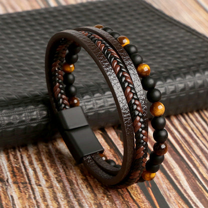Fashionable Mens Leather Bracelet Set - ModishWorld