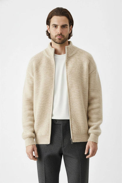 Stylish Men's Wool Blend Zip Sweater