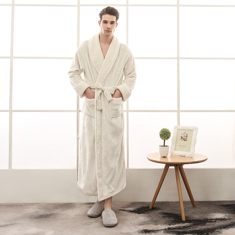 Soft Plush Bathrobe with Tie Waist and Pocket Details