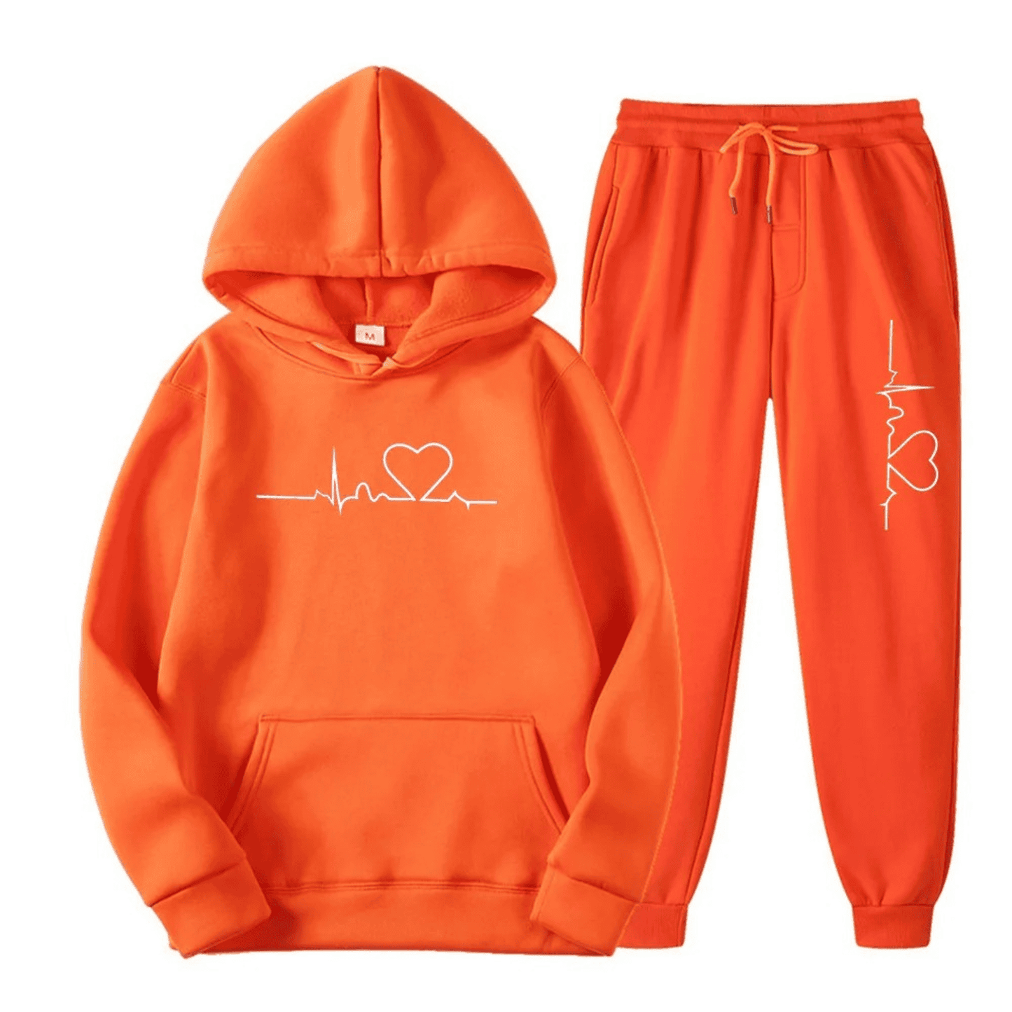 Cozy Heart Print Hoodie and Sweatpants Set