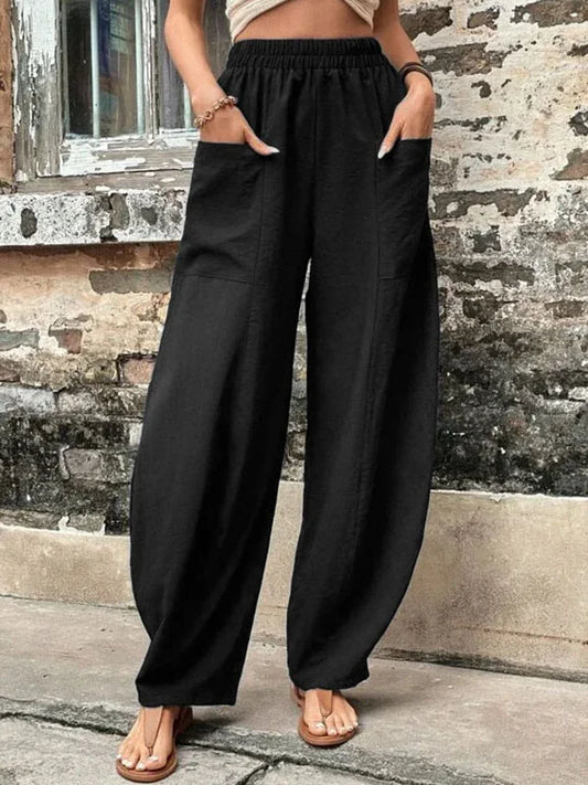 Comfortable Loose Fit Women's Elastic Waist Pants - ModishWorld