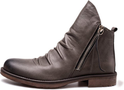 Men's Low Heel Side Zip Ankle Boots