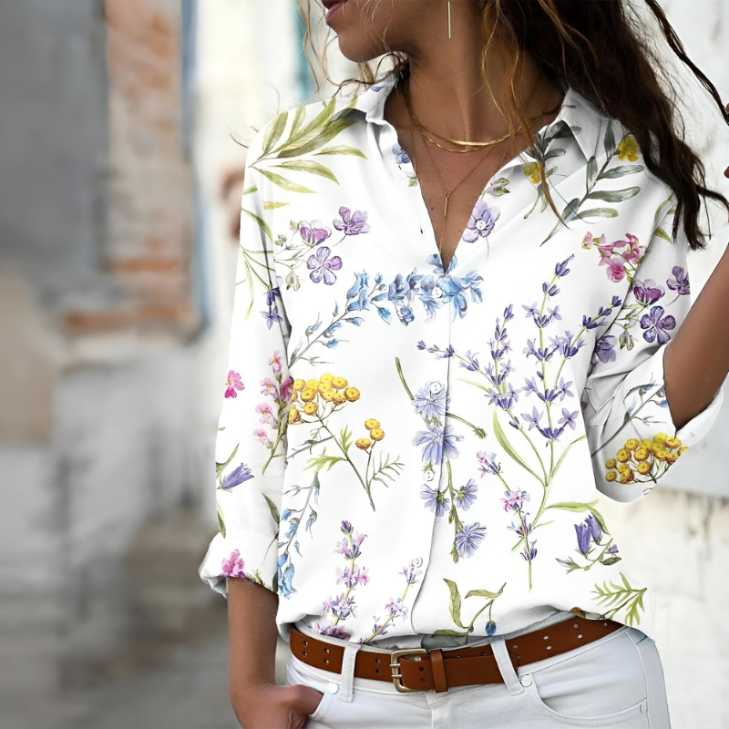 Ladies' Chic Floral Blouse - Lightweight Everyday Shirt