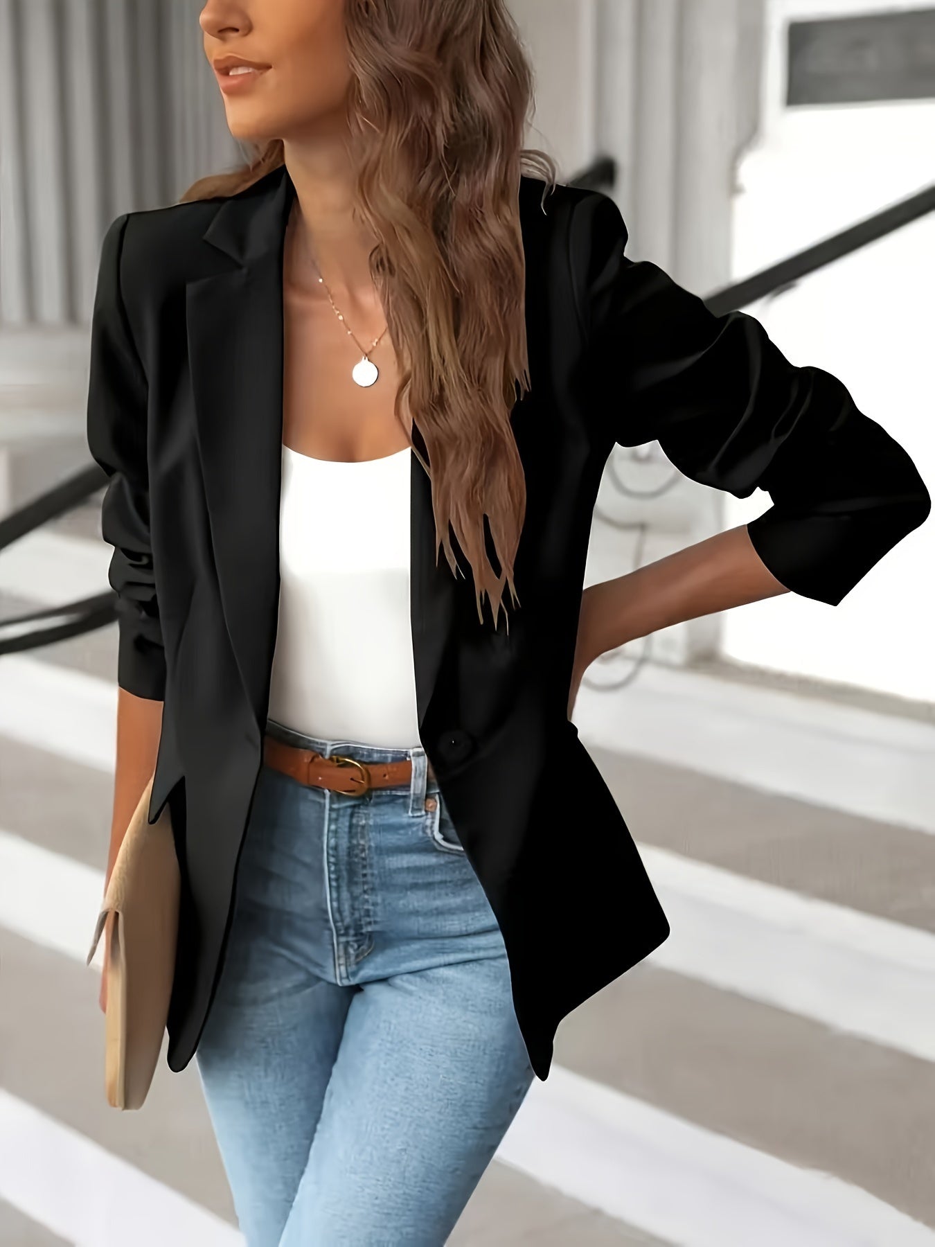 Women's Classic Fit Blazer with Peak Lapel