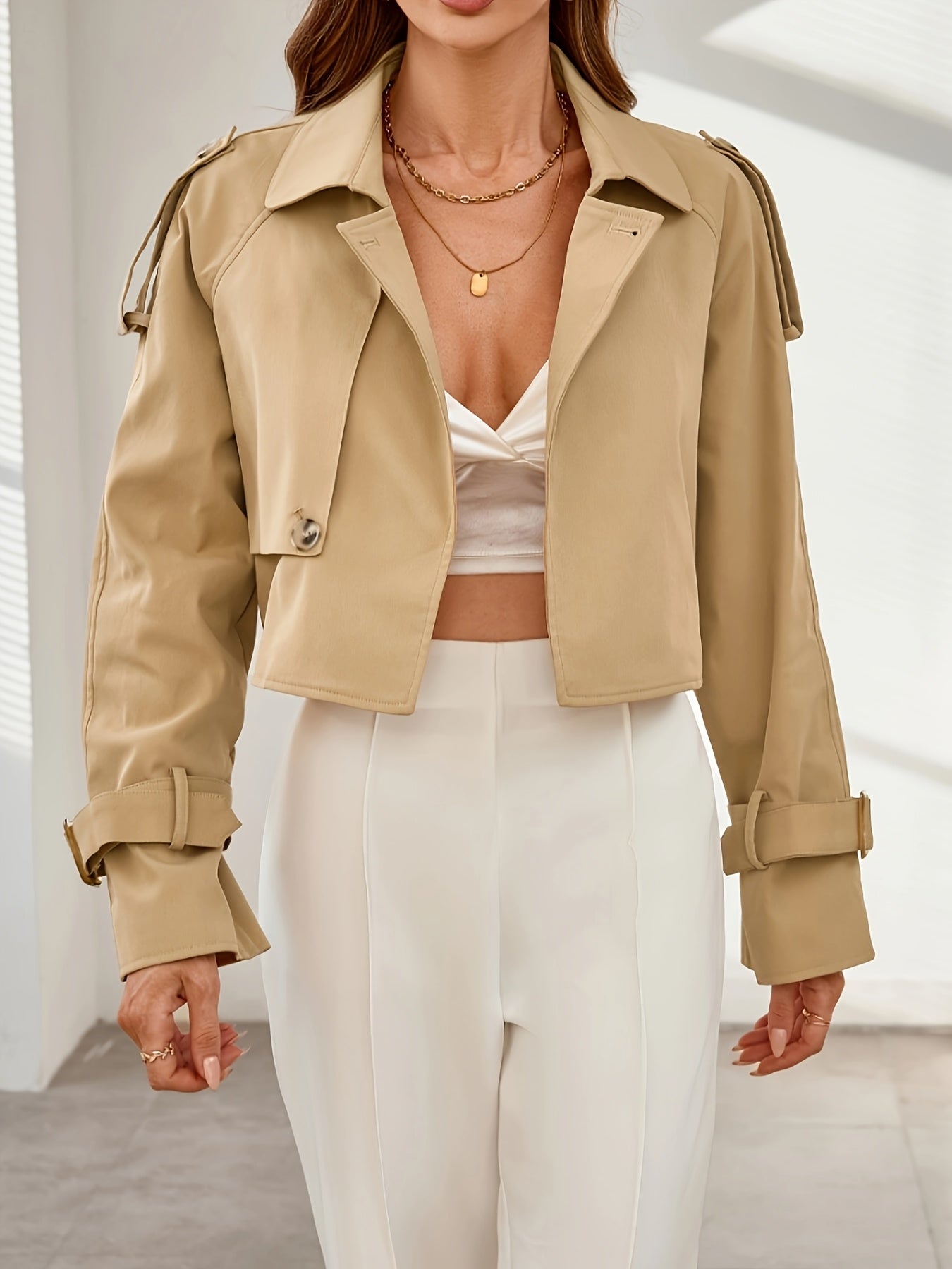 Classic Women's Beige Trench Coat - Chic and Comfortable - ModishWorld