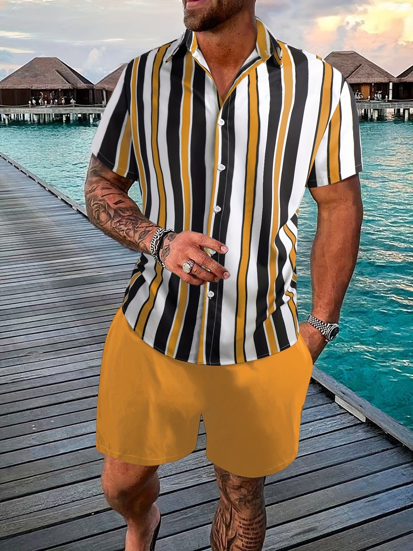 Trendy Mens Summer Shirt Shorts Combo