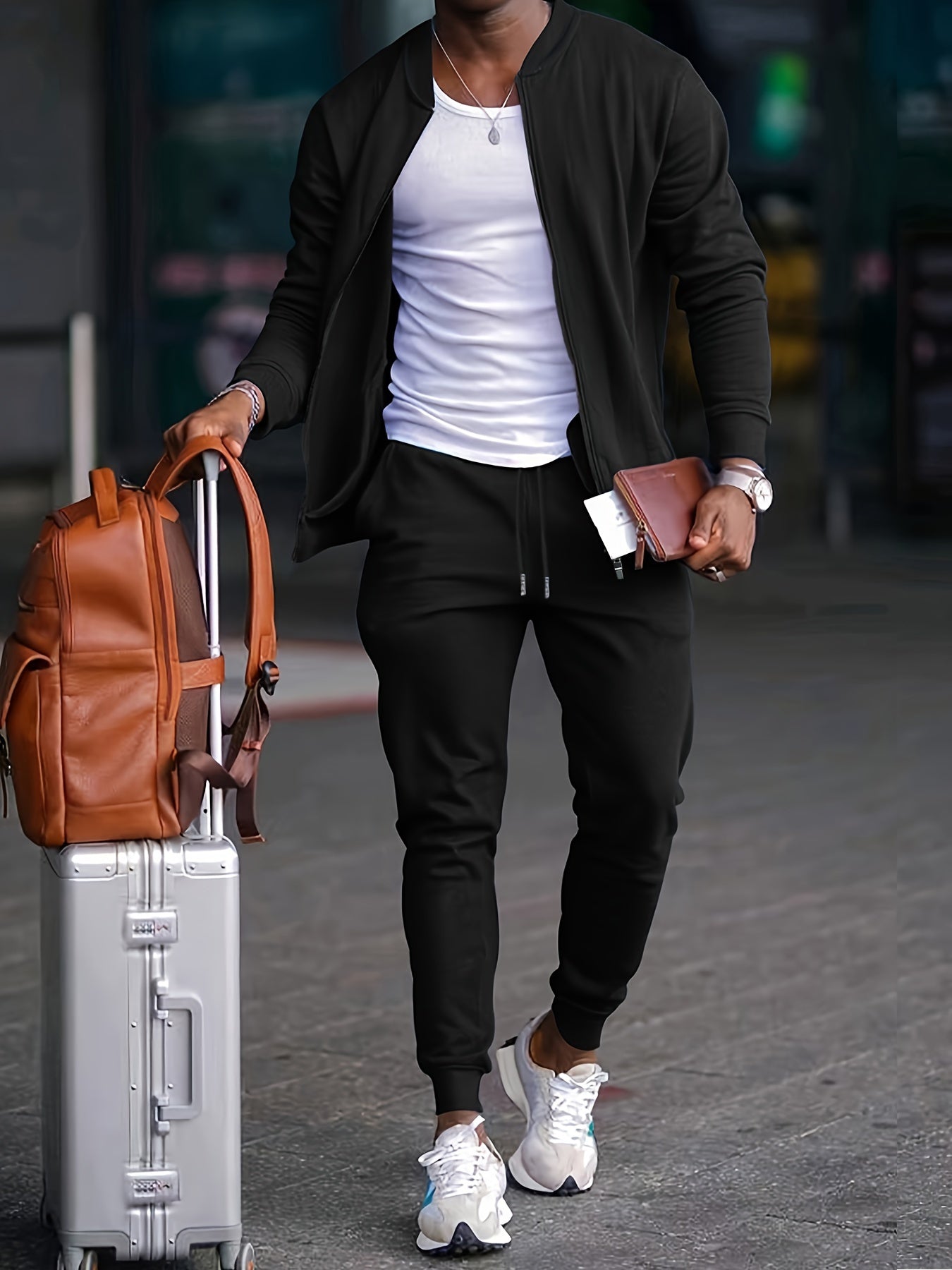 Men's Athletic Jogger Suit - Zip Jacket and Sweatpants - ModishWorld