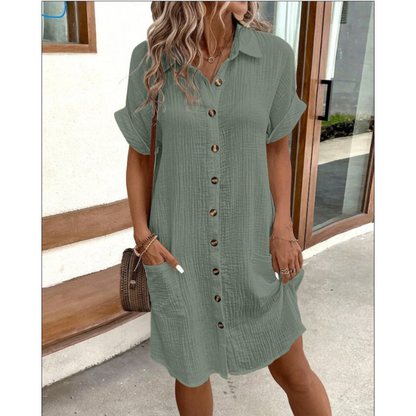 Classic Fit Women's Button Front Shirt Dress