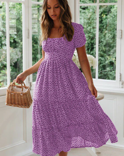 Beautiful Flower Midi Summer Dress