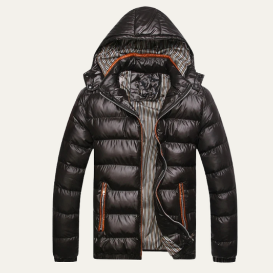 Warm Men's Quilted Puffer Jacket - Black - Modish World