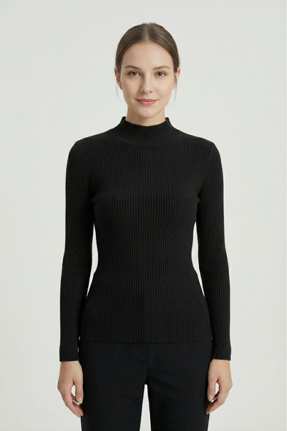 Chic High Neckline Soft Knit Sweater