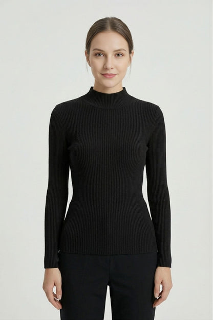 Chic High Neckline Soft Knit Sweater