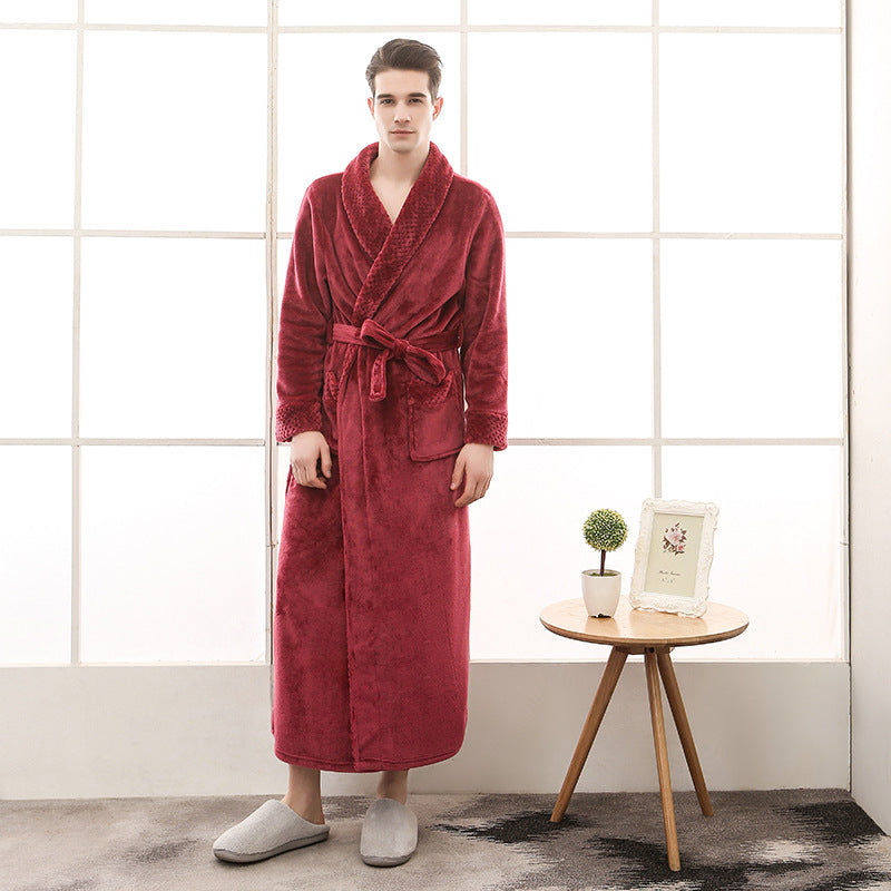 Soft Plush Bathrobe with Tie Waist and Pocket Details