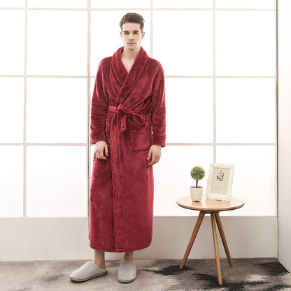 Soft Plush Bathrobe with Tie Waist and Pocket Details