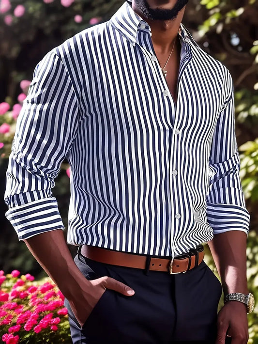 Classic Horizontal Line Cotton Shirt - ModishWorld