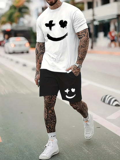 Funny Graphic Tee and Shorts Set for Men