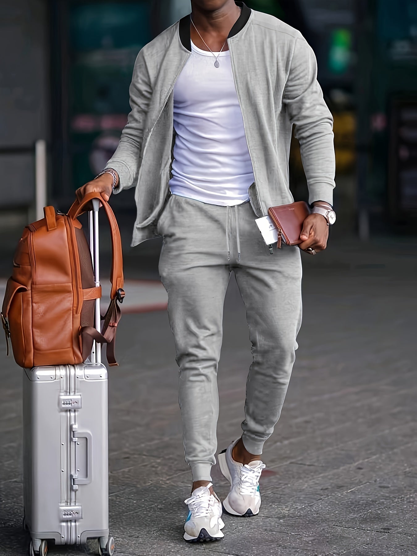 Men's Athletic Jogger Suit - Zip Jacket and Sweatpants