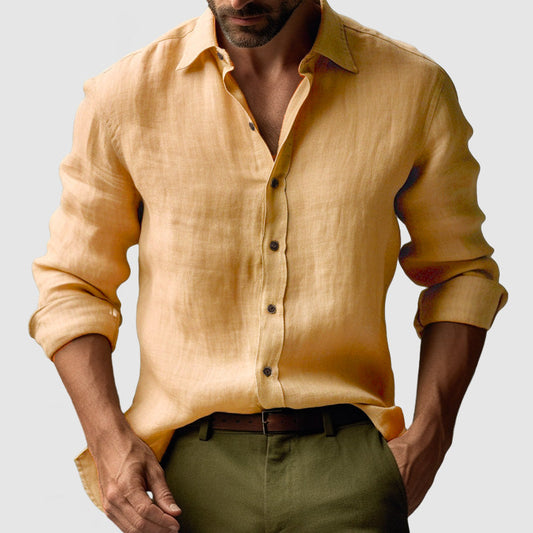 Classic Relaxed Fit Linen Shirt for Men - ModishWorld