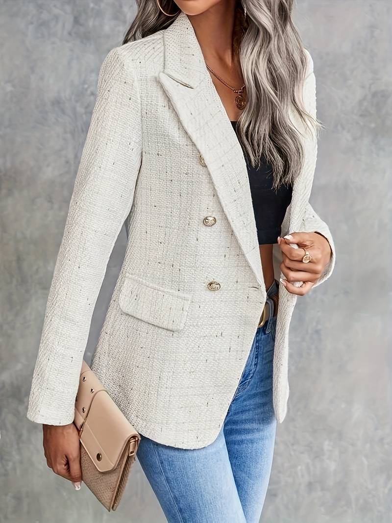 Classic Tan Double Breasted Women's Jacket - ModishWorld