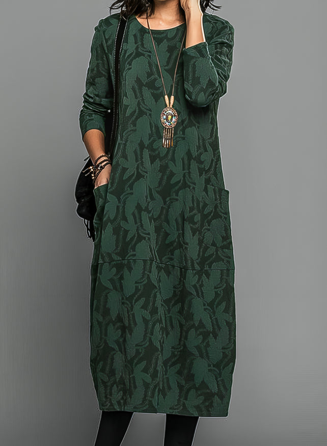 Elegant Women's Flowy Maxi Dress with Long Sleeves - ModishWorld