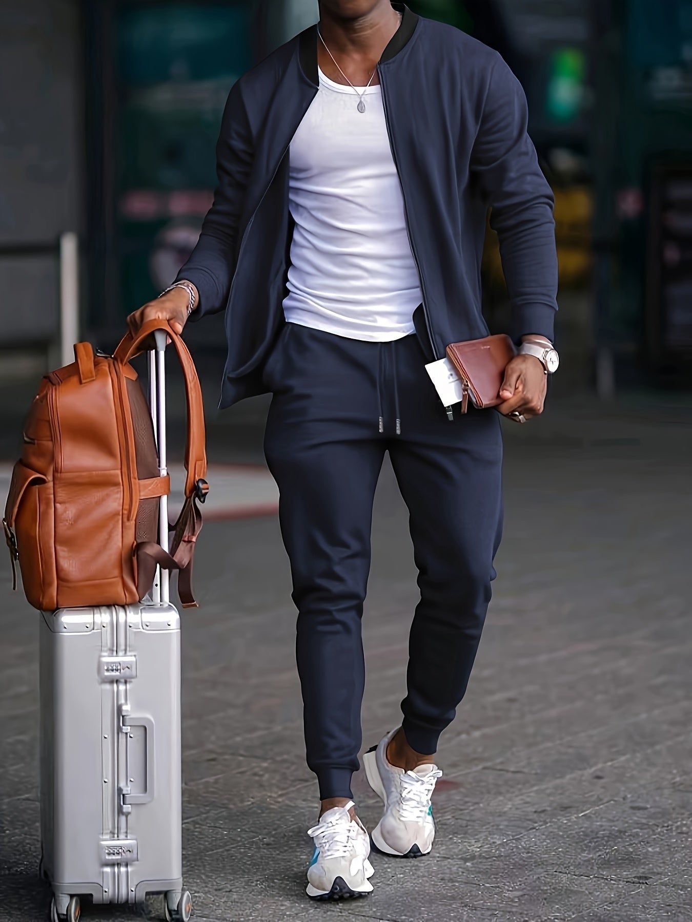 Men's Athletic Jogger Suit - Zip Jacket and Sweatpants