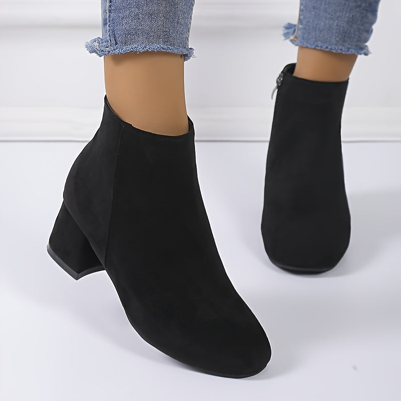 Ladies Low Heel Ankle Boots with Zip Detail