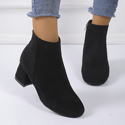 Ladies Low Heel Ankle Boots with Zip Detail