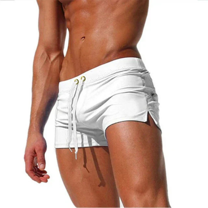 Men's Water Resistant Athletic Swim Trunks - Elastic Waist Beach Shorts