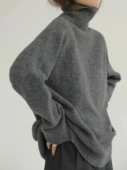 Women's Cozy Large Knit Sweater - Crew Neck Relaxed Fit