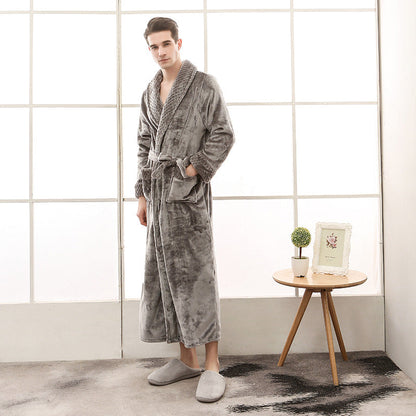Soft Plush Bathrobe with Tie Waist and Pocket Details