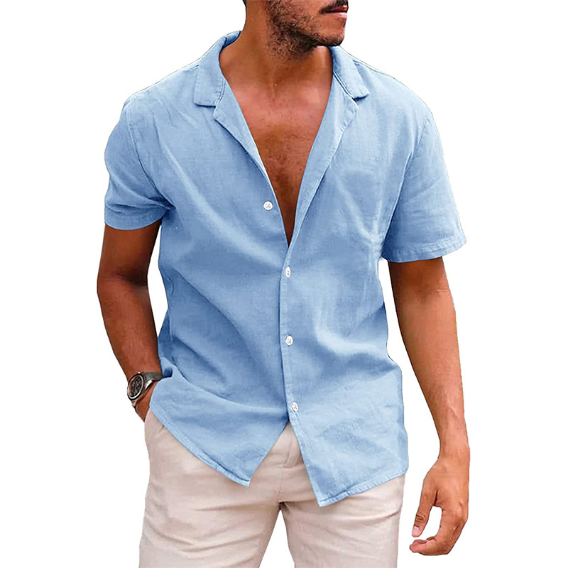 Relaxed Fit Mens Short Sleeve Dress Shirt