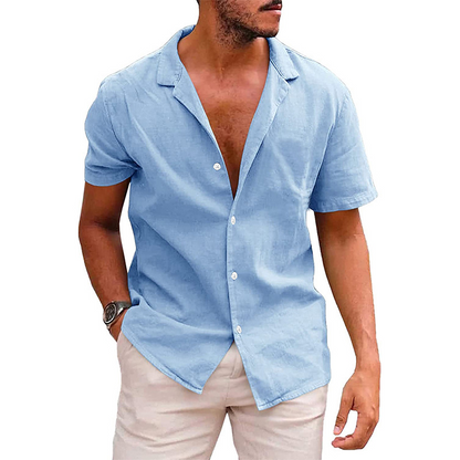 Relaxed Fit Mens Short Sleeve Dress Shirt