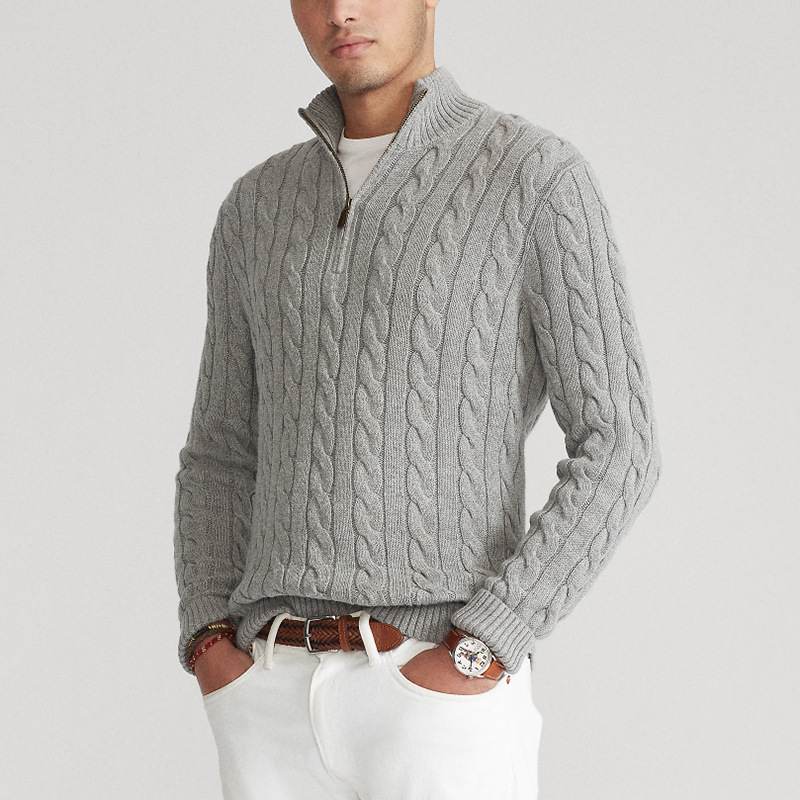 Warm Cable Knit Quarter Zip Sweater for Men - ModishWorld