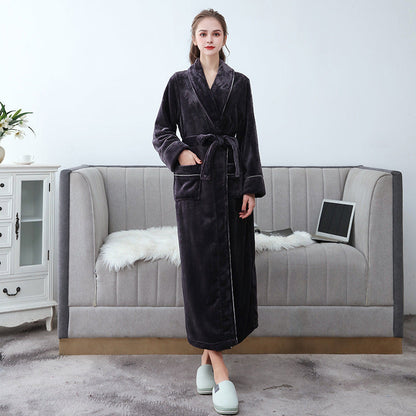 Soft Plush Bathrobe with Hooded Collar