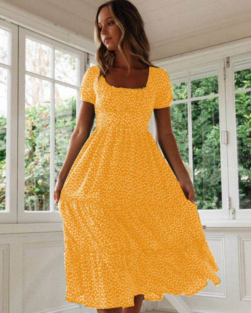 Beautiful Flower Midi Summer Dress