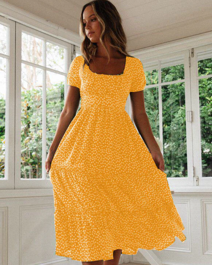 Beautiful Flower Midi Summer Dress