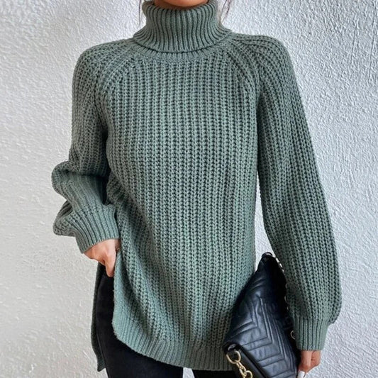 Women's Sweater - Crew Neck Ribbed Knit - ModishWorld
