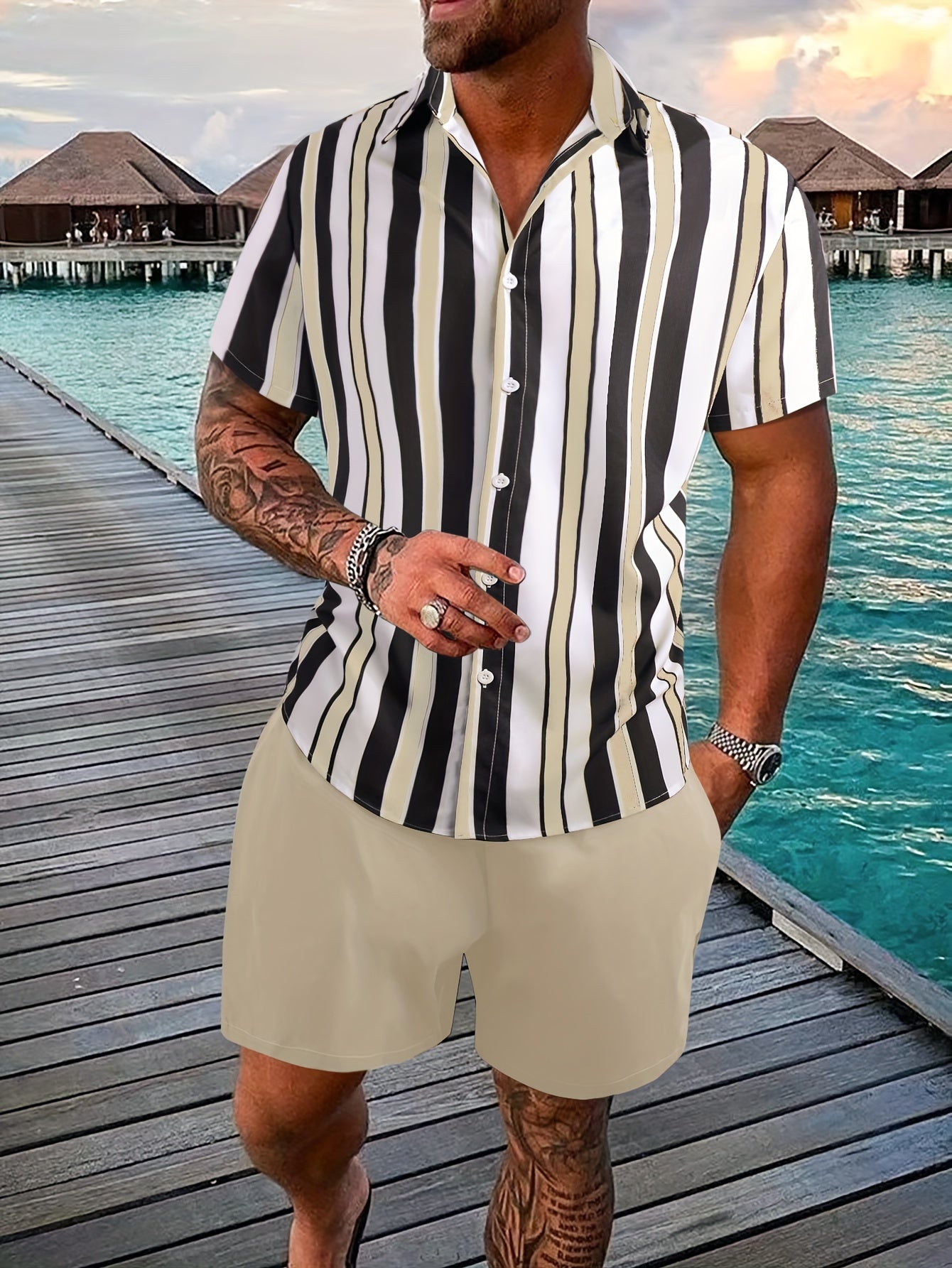 Trendy Mens Summer Shirt Shorts Combo