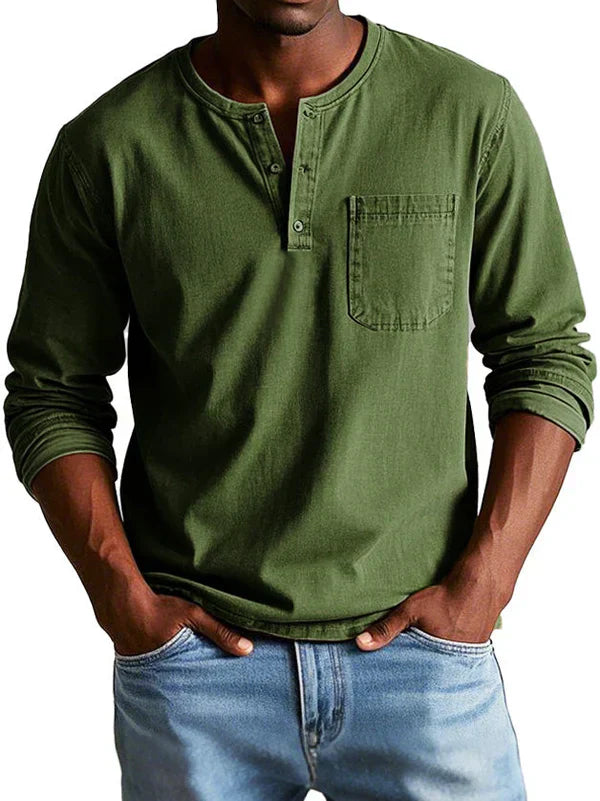 Classic Casual Long Sleeve Henley Shirt