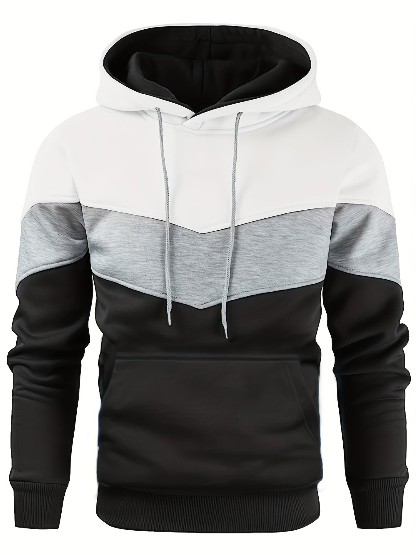 Men's Hooded Sweatshirt - Contrast Colour Block Design