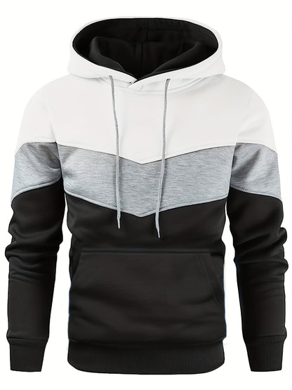 Men's Hooded Sweatshirt - Contrast Colour Block Design