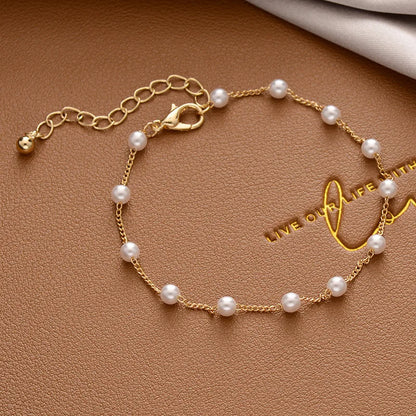 Adjustable Gold Pearl Bracelet with Elegant Design
 - ModishWorld