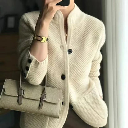 Soft Women's Knit Crew Neck Cardigan - ModishWorld