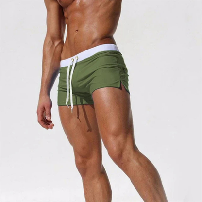 Men's Water Resistant Athletic Swim Trunks - Elastic Waist Beach Shorts