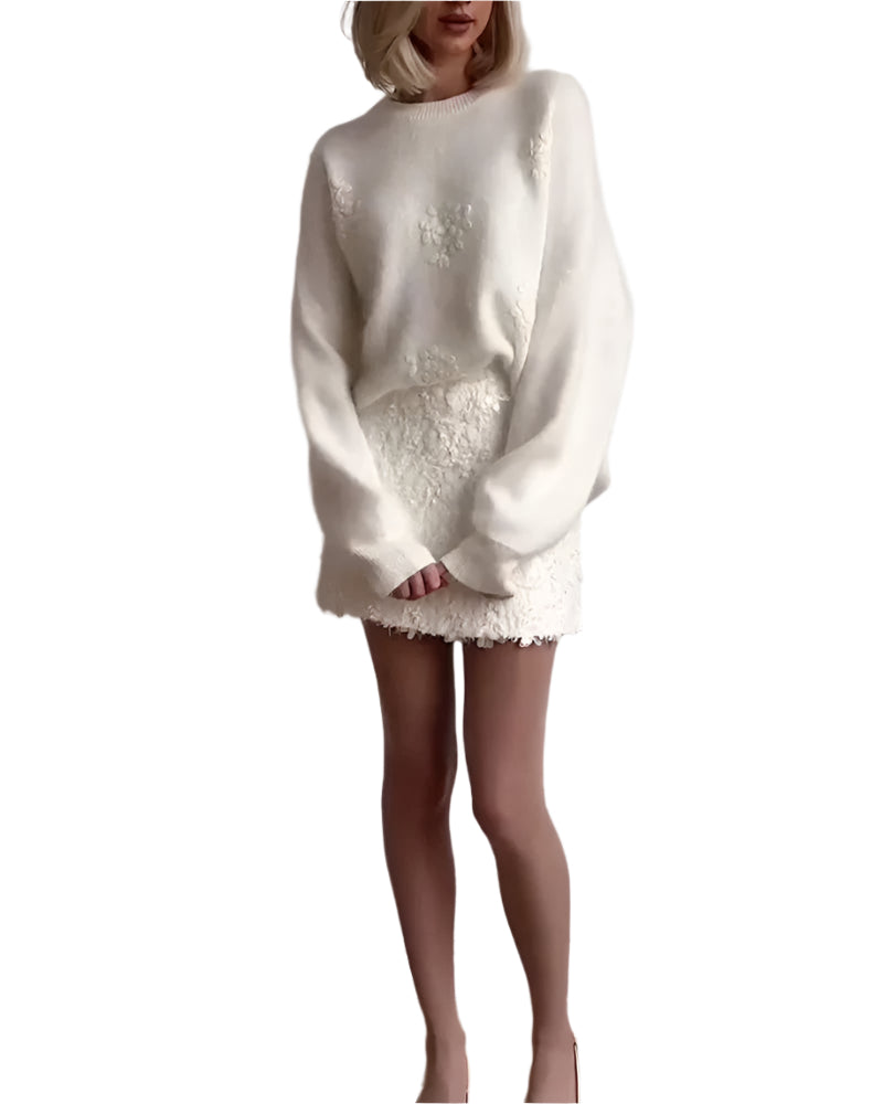 Women's Pretty Floral Crew Neck Sweater - ModishWorld