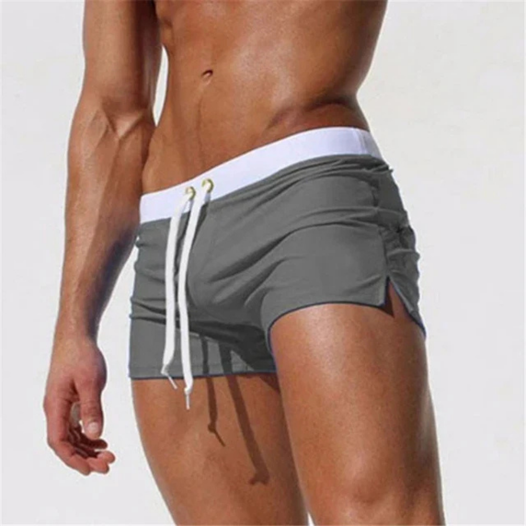 Men's Water Resistant Athletic Swim Trunks - Elastic Waist Beach Shorts