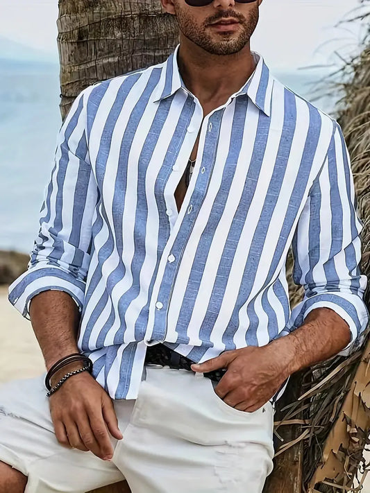 Classic Casual Stripe Button Shirt - ModishWorld