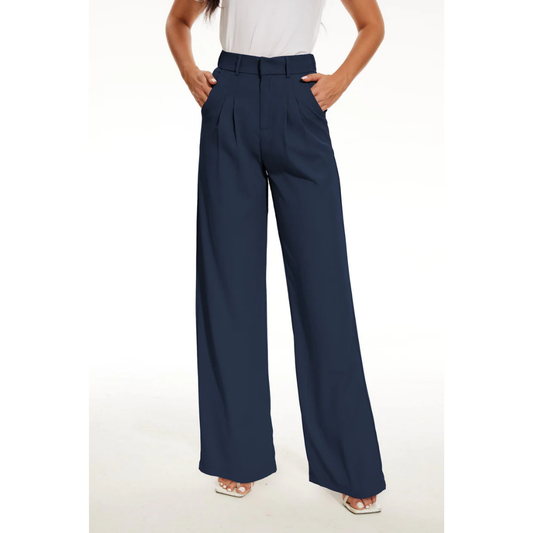 Classic Fit Wide Leg Office Pants - ModishWorld